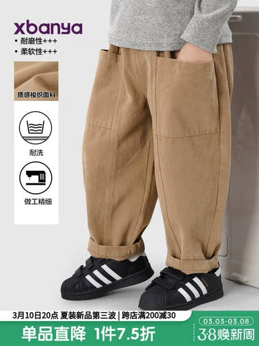 Детские осенние штаны для мальчиков, свободный крой, в западном стиле