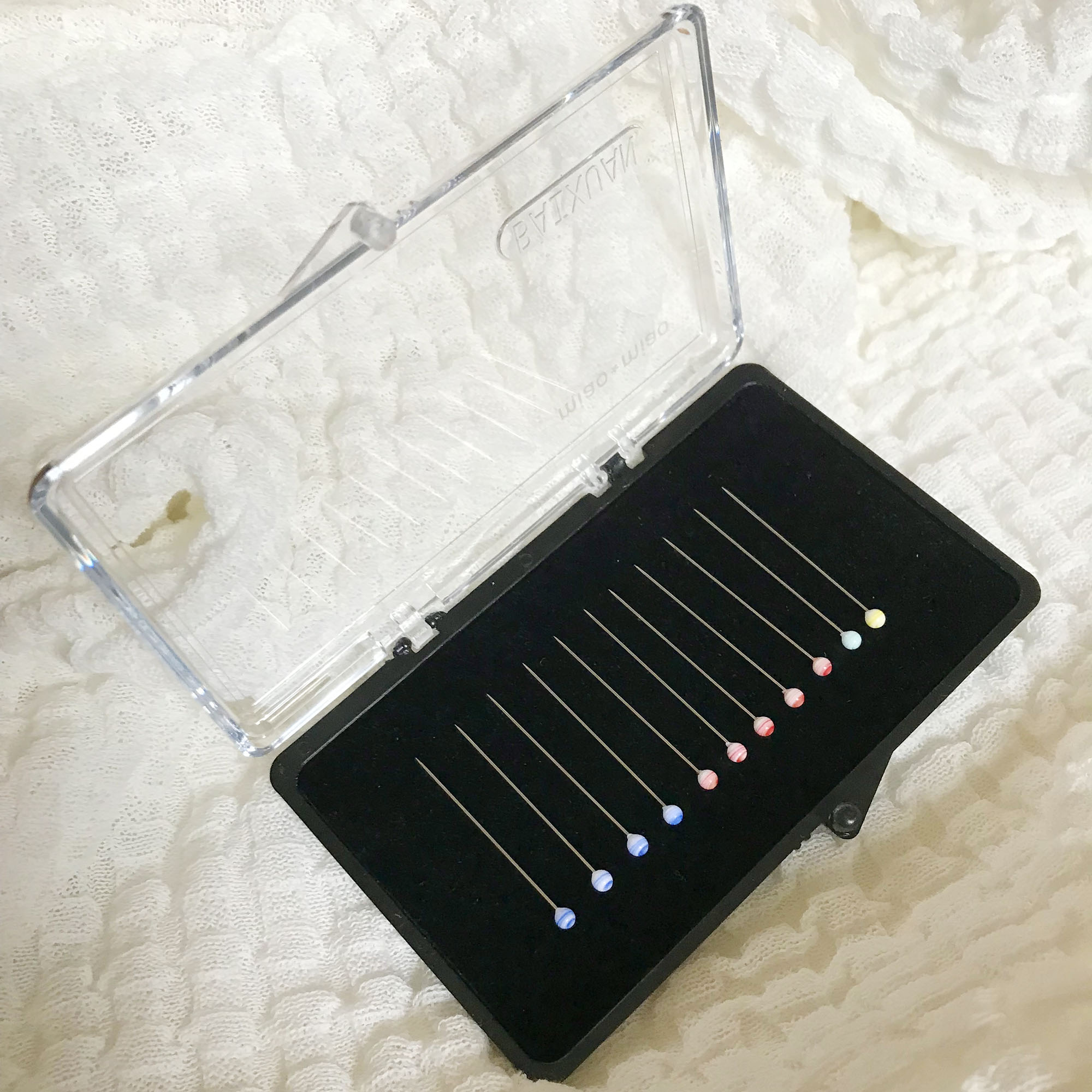 baixuan有机玻璃吸针盒丝绒布垫