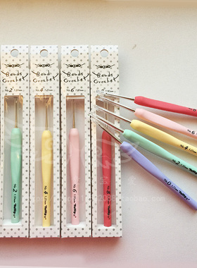 三支包邮tulip日本进口广岛郁金香蕾丝编织工具钩针糖果色单支