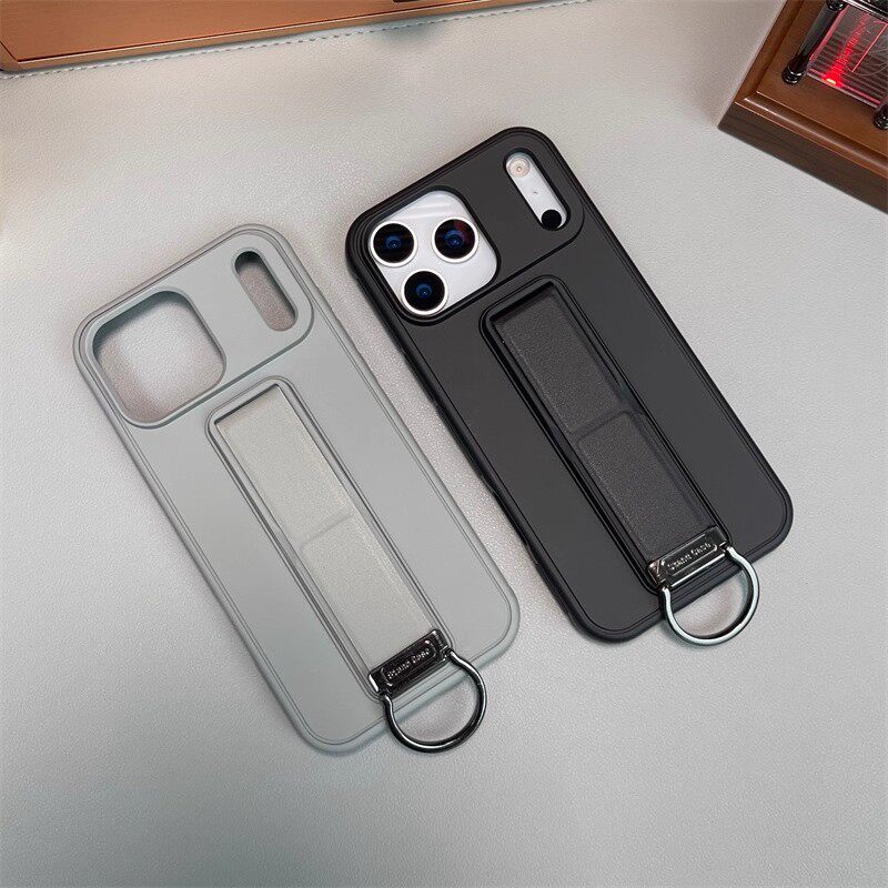 新款指环扣手腕带适用于苹果17Air创意纯色iPhone17折叠支架15plus防摔全包16/14promax大孔折叠支点13手机壳
