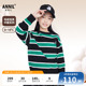 撞色条纹保暖 2025冬新款 安奈儿童装 男童女童学院风圆领毛衣针织衫