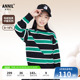 撞色条纹保暖 2025冬新款 安奈儿童装 男童女童学院风圆领毛衣针织衫