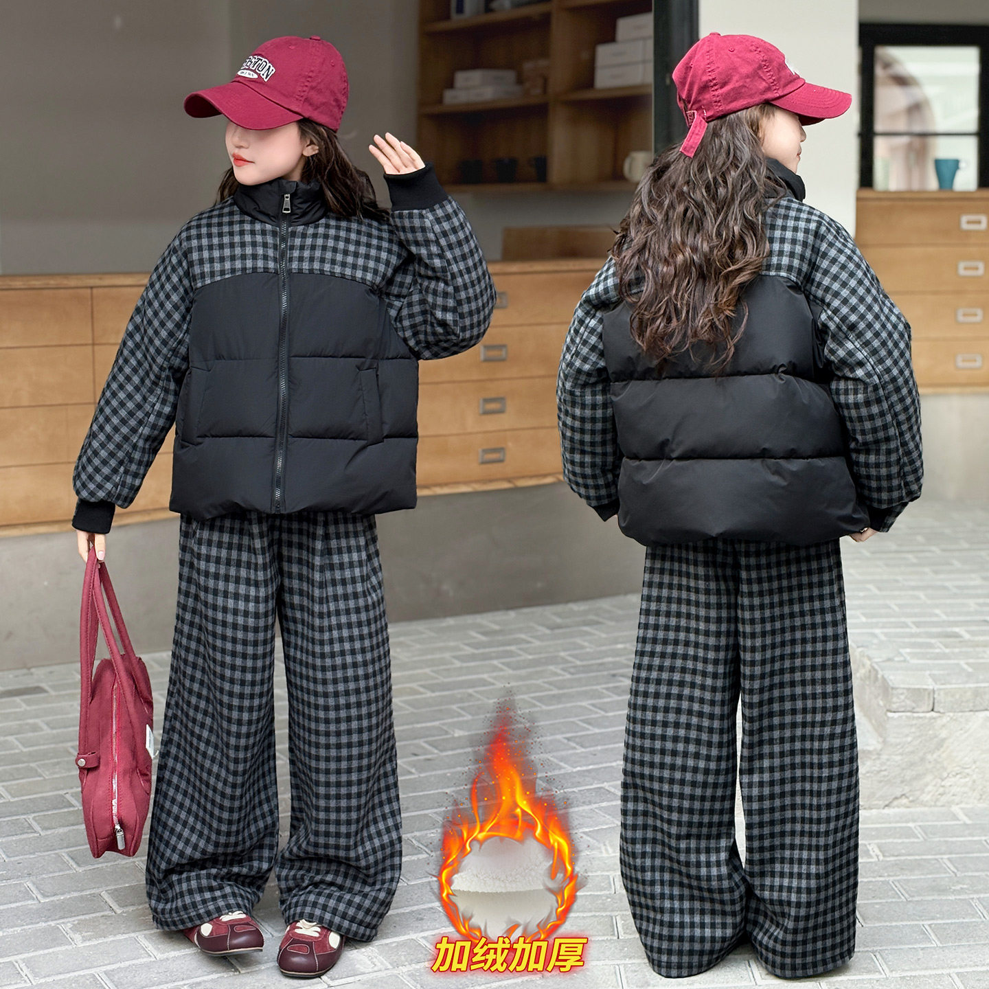 女童冬装洋气外套加厚羽绒棉衣