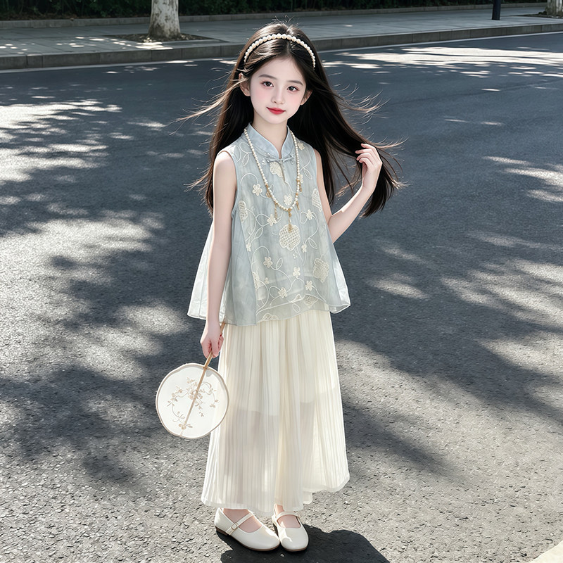 女童2026新款国风无袖汉服套装图片