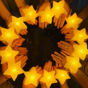 五角星红星闪闪红歌演出手拿大合唱红歌舞蹈道具手持发光星星灯
