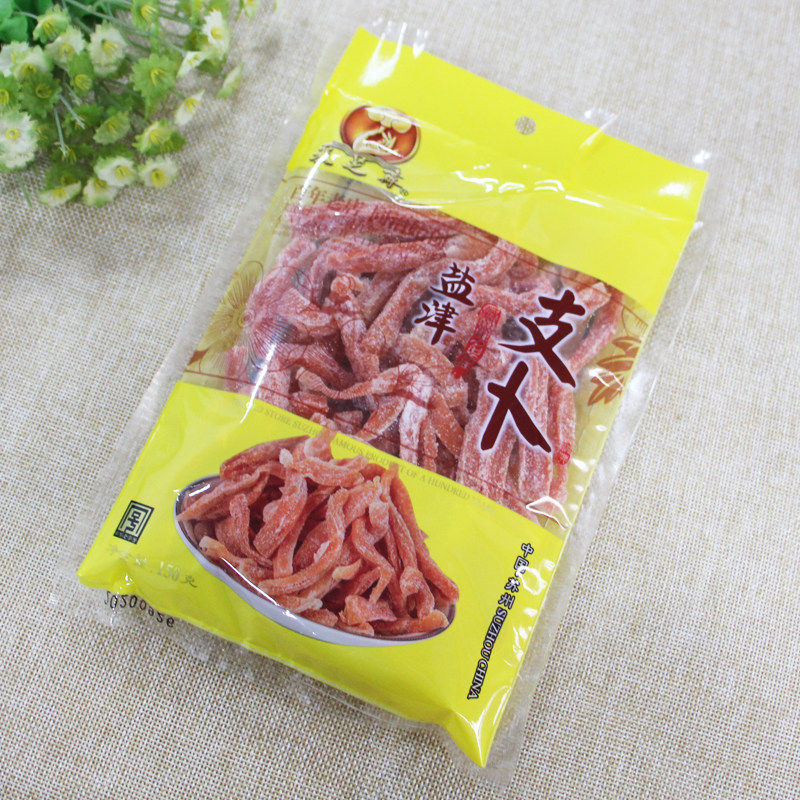 苏州土特产采芝斋苏式蜜饯盐津支卜萝卜条彩袋150g