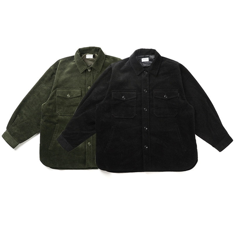 radium 复古宽松灯芯绒工装多口袋夹克 日系衬衫休闲外套男beams