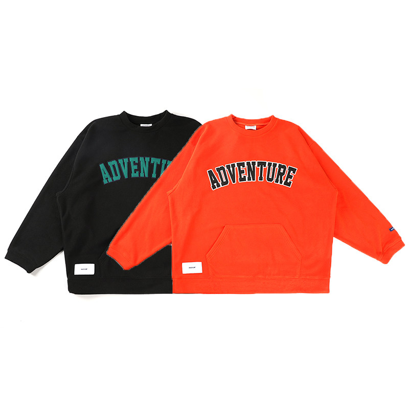 radium潮牌ins秋冬加绒加厚宽松摇粒绒圆领运动卫衣日系外套beams