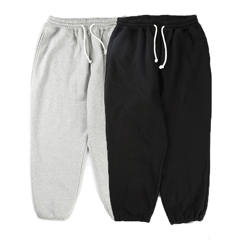 radium秋冬宽松纯色日系加绒加厚束脚针织运动抽绳卫裤 男装国潮