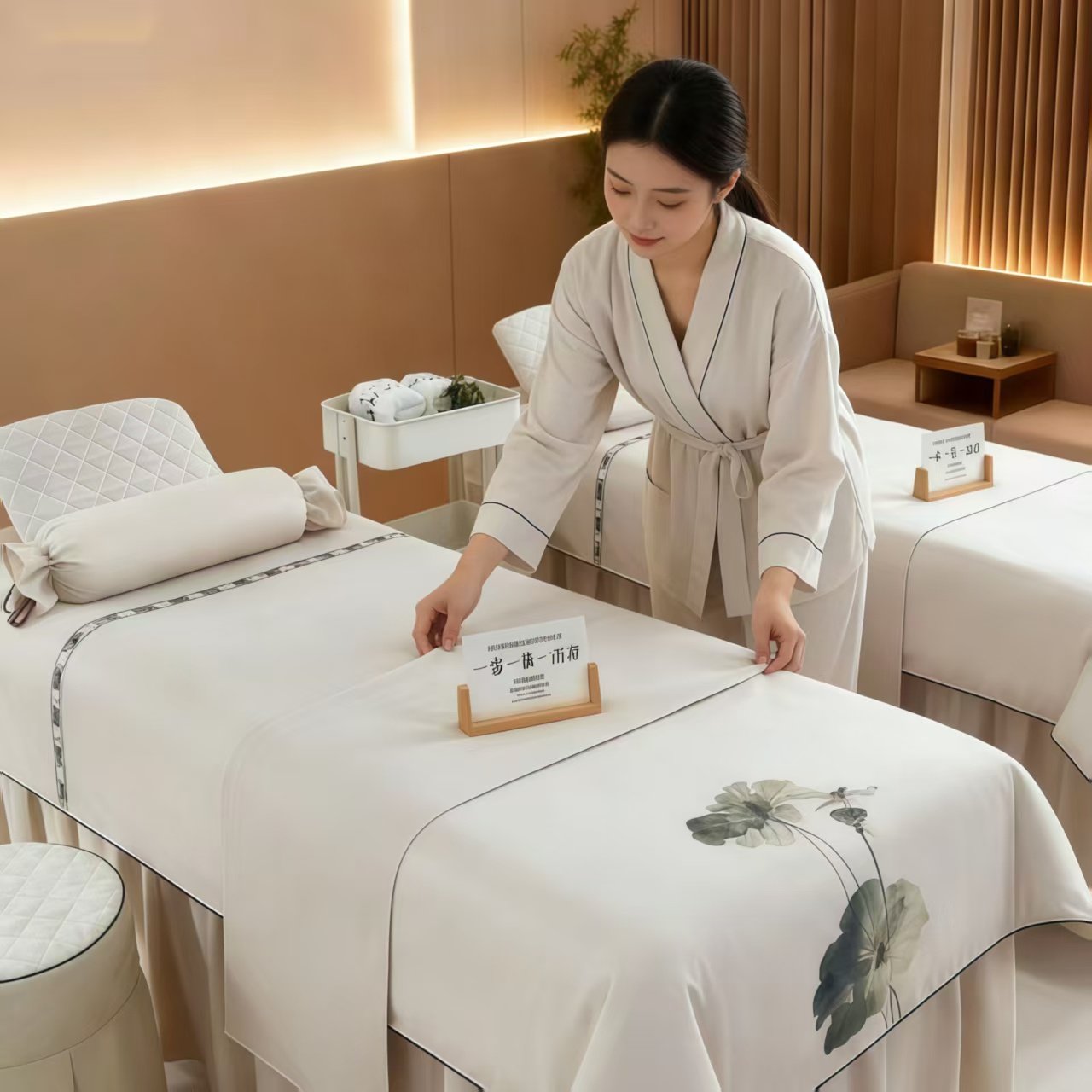 高档美容床罩四件套轻奢高级感美容院专用按摩床单头疗床套四季款,床上用品,床罩,淘宝优惠券,粉丝福利购,淘宝优惠卷