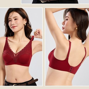 粉底液肤隐形深v法式 蕾丝无痕内衣性感小胸聚拢上托显大不空杯ABC