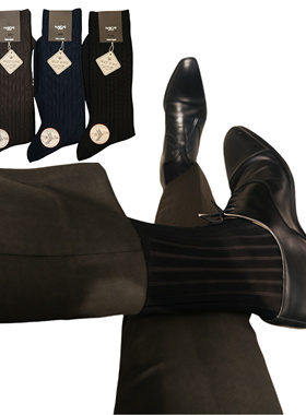 DEEPTONE日本产进口条纹丝光棉中筒男士正装商务绅士袜