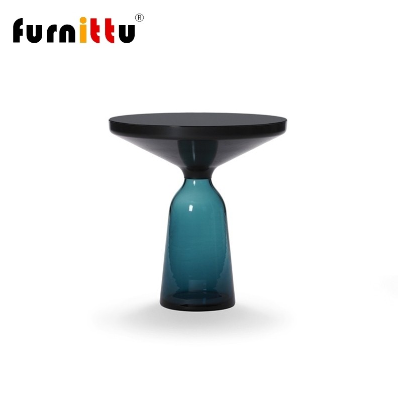 furnittu设计师家具 bell side table/铃铛茶几 手工玻璃边几角几