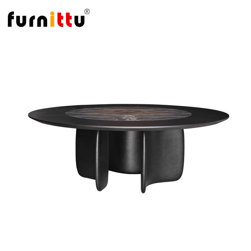 furnittu曲线形实木餐桌