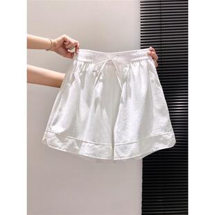 胖mm五分运动裤 白色薄款 外穿休闲高腰宽松大码 女夏季 冰丝山本短裤