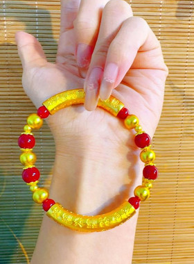 合金手链 精美新款鸿运当头双百福弯管手链手工单圈法式时髦