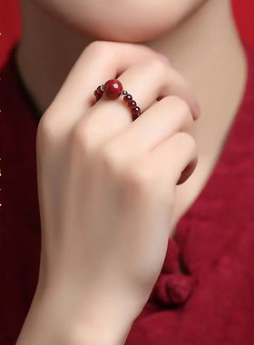 非金属亚克力戒指 小众设计高级感时尚红色戒指法式时髦氛围感