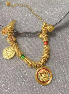 合金手链 新中式财神盘缠手链金色手工小胖福手串轻奢古法时尚