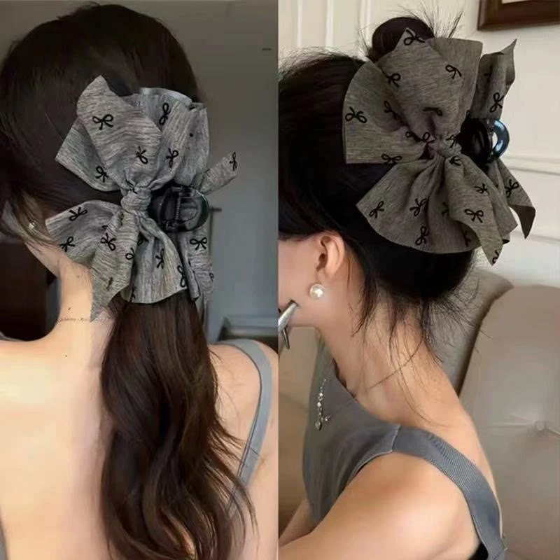 韩系不规则蝴蝶结抓夹女新款高级感发量大后脑勺盘发夹鲨鱼夹发饰