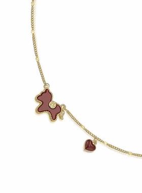 合金项链 气质简约红色小马项链闪耀时尚百搭新款爆款潮流锁骨链