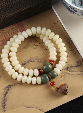 非金属亚克力手链 奶黄菩提双圈手链复古高级感时尚气质手链单圈