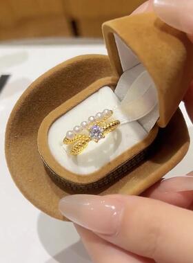合金戒指 2026年新款珍珠戒指小众开口设计ins轻奢高级感气质时尚