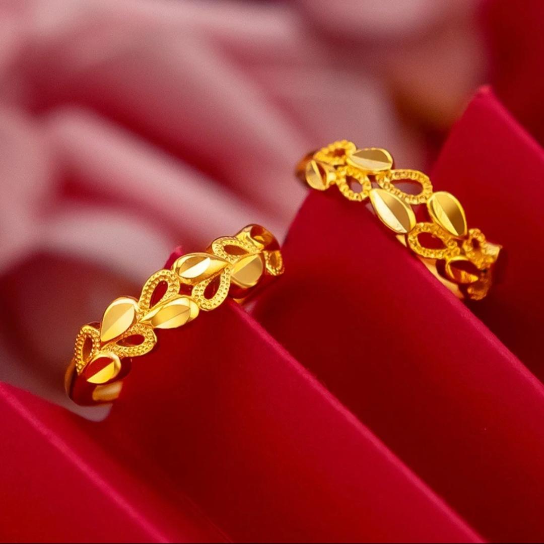 合金戒指 麦穗心心相印爱心戒指时尚简约气质百搭可调节优雅精美