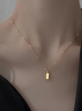 合金项链 小方块方砖锁骨链气质简约2025新款轻奢时尚百搭项链