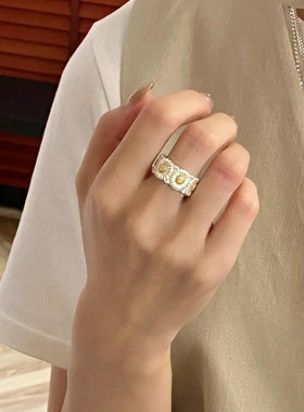 合金戒指 雏菊时尚简约百搭重工气质个性小众设计感戒指复古轻奢