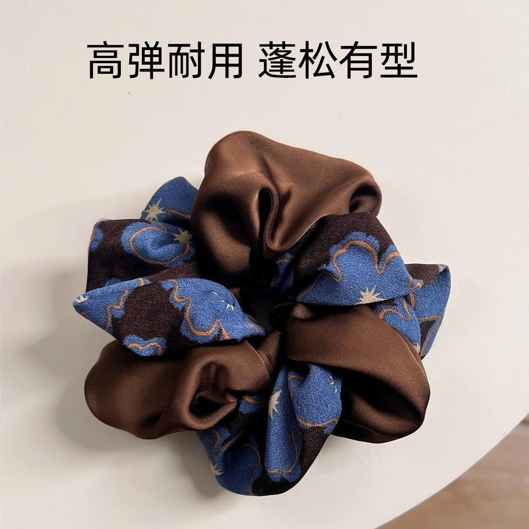 丸子头专用头花发圈大肠蓝咖色气质高级感盘发神器发量少头绳女士