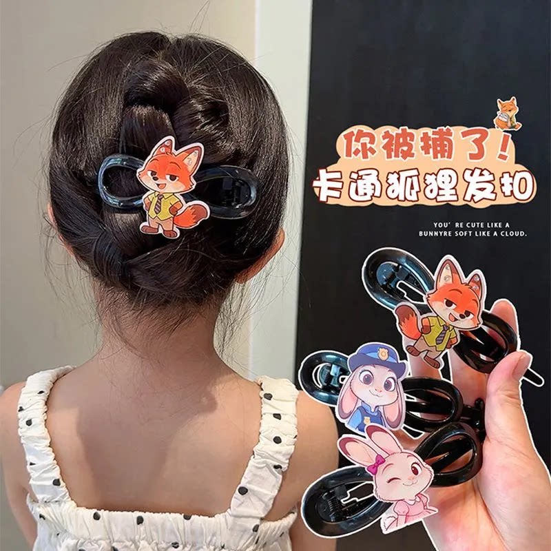 儿童卡通扭扭夹可爱疯狂动物城后脑勺盘发夹一字夹小女孩头饰