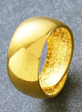 合金戒指 经典古法大光面百福戒指简约百搭时尚实心亮面