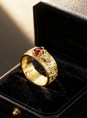 合金戒指 时尚新款金色貔貅精雕指环男士复古霸气送礼推荐轻奢