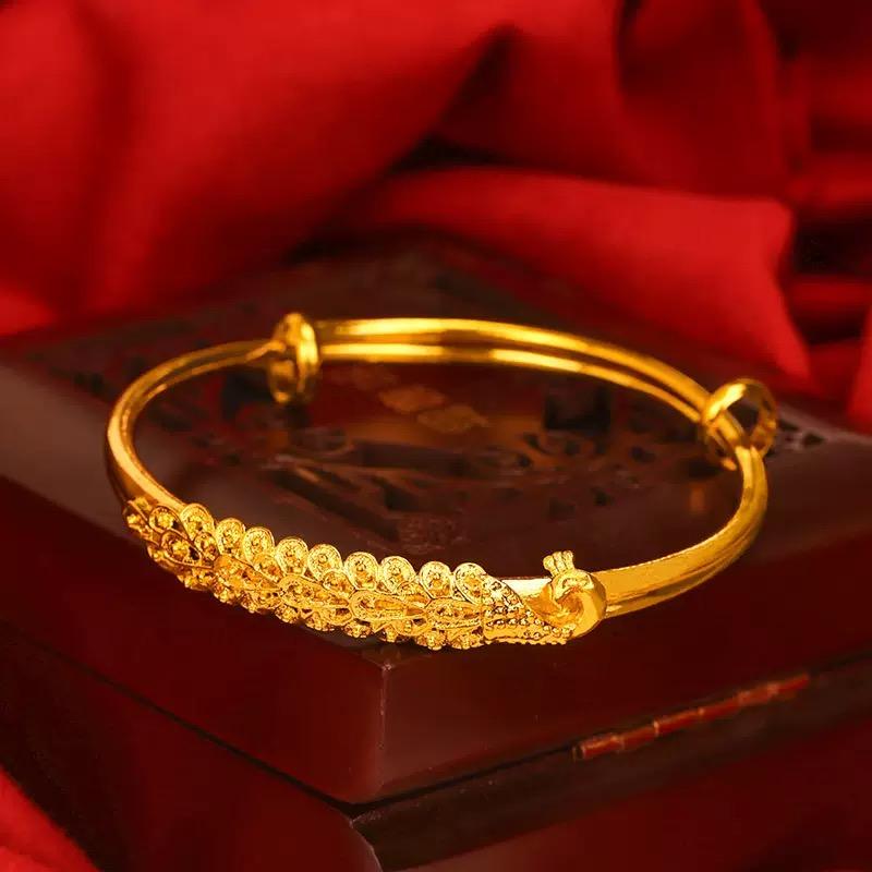 合金手镯 富贵孔雀手镯赠高级可推拉时尚精美素款可调节百搭气质