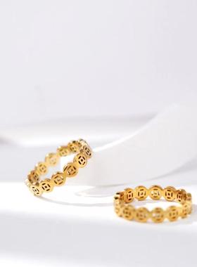 合金戒指 胖妹妹大码饰品素款简约气质大号闭口钱串戒指