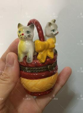 vintage孤品美式风陶瓷首饰盒