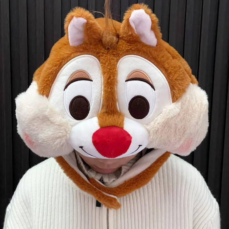 花栗鼠帽子女生冬季加绒加厚头套