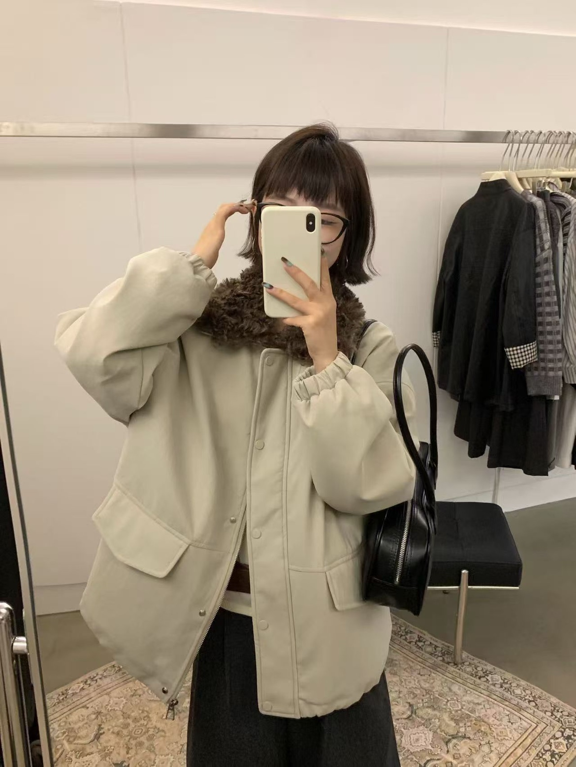 3086加绒加厚羽绒INS风宽松型立领冬款外套上衣加绒抽绳显瘦