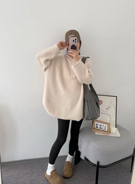 9279ss冬季加厚加绒慵懒风休闲中长款韩版针织时尚宽松套头毛衣