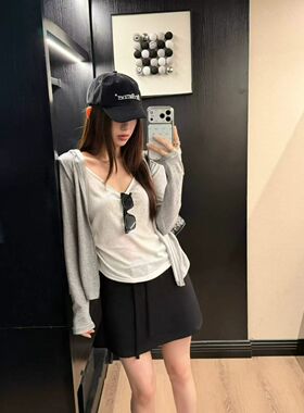 268762韩系oit宽松显瘦休闲百搭连帽长袖假两件T恤女