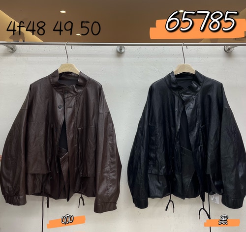 65785秋季we新款韩版宽松显瘦复古机车风皮衣外套
