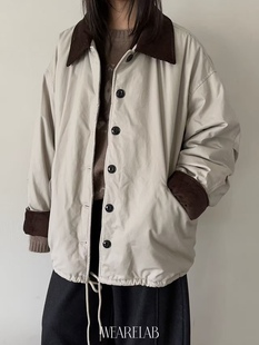 保暖显瘦棉服外套 韩系拼接领中长款 2518加绒加厚wearelab 冬季