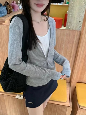 1707假两件加绒款宽松型长袖拉链短外套百搭韩版开衫女装打底1852