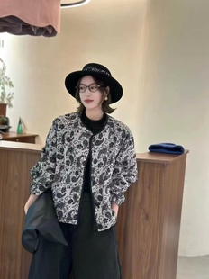 8130欢喜适中薄款不褪色女秋季印花短外套时尚短款上衣重工