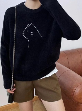 616ss秋冬休闲加厚韩版宽松简约网红圆领百搭针织时尚套头毛衣