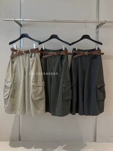 8665西思黎秋季韩系高腰宽松显瘦百搭垂感多口袋工装牛仔裤