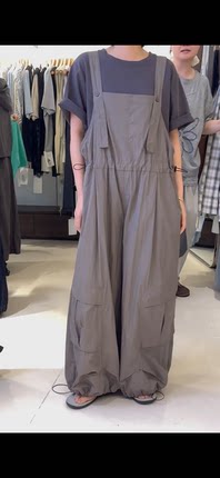 251539幕茄新款夏季高腰宽松慵懒风百搭显瘦工装背带阔腿女