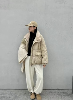 6362欢喜大码羽绒女装宽松藏肉立领服冬季加厚保暖显瘦面包服外套