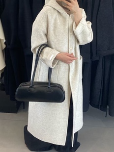 861艺轩秋冬韩系高级感连帽中长款双面大衣女装带帽双面羊绒外套