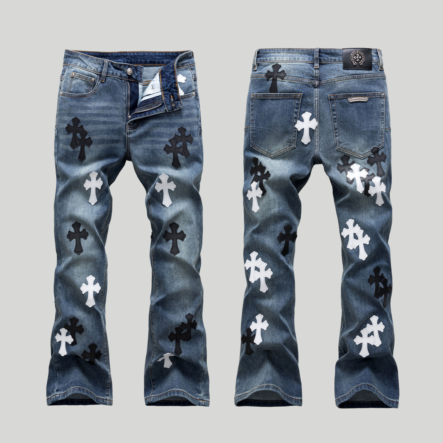 高端轻奢十字架牛仔裤男款